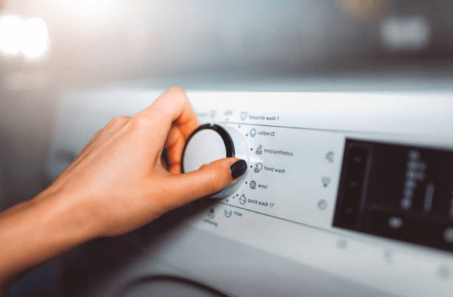 turning on washing machine